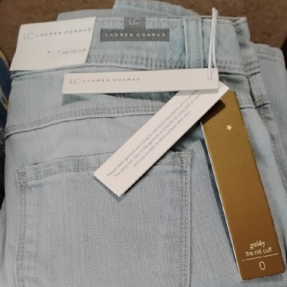 LC Lauren Conrad Light Blue Gabby Roll Cuff Ankle Jeans